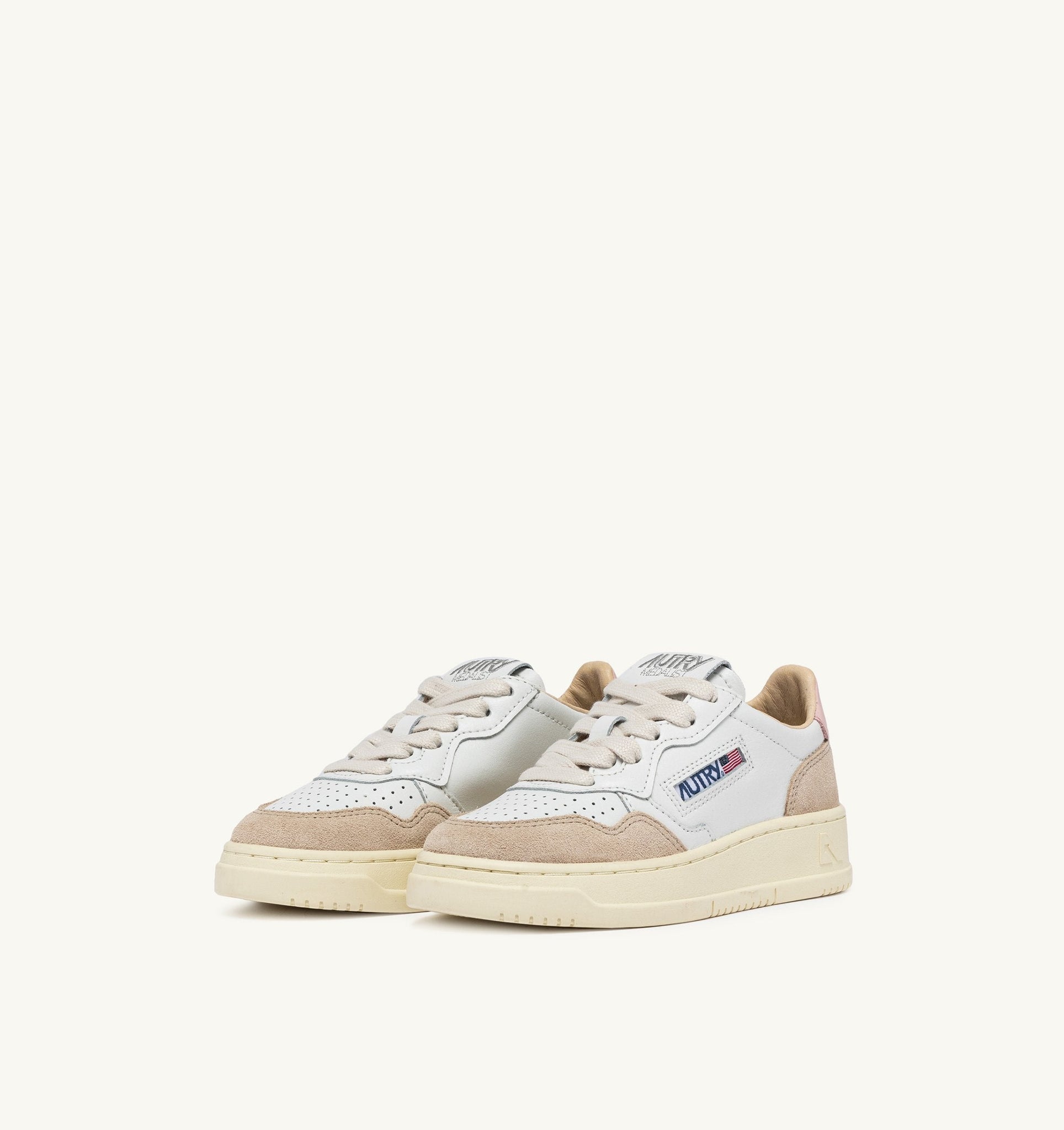 Medalist Kids Low en cuir et suède Blanc/Powder Pink