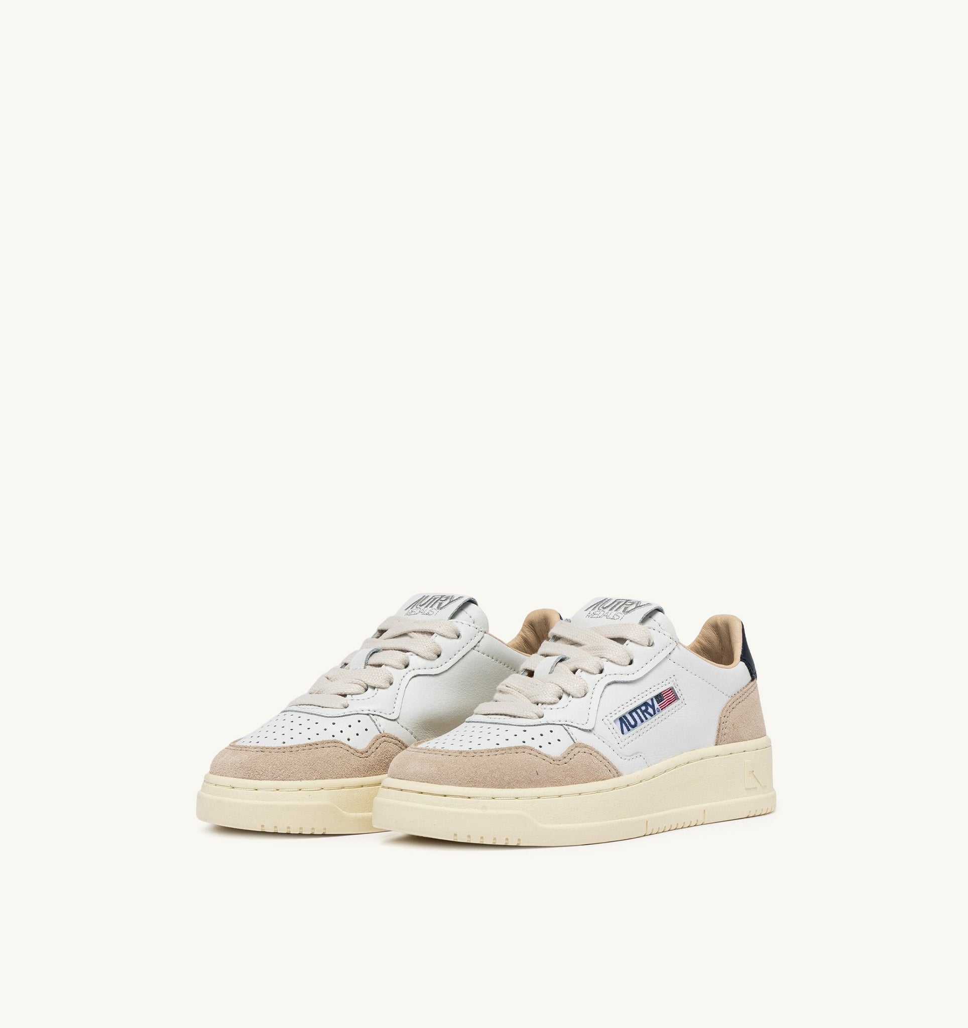 Medalist Kids Low en cuir et suède Blanc/Space Blue